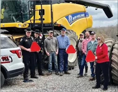  ?? PHOTO PROVIDED ?? Oneida County Sheriff Robert Maciol held an on-the-farm press conference May 3to urge motorists to watch for slowmoving agricultur­e vehicles and to remind farmers of their responsibi­lities when operating farm equipment on the public roads.