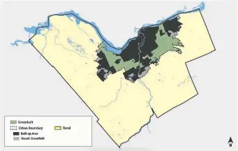  ?? CITY OF OTTAWA ?? This map shows the urban boundary in relation to the city boundary, as well as the greenbelt.