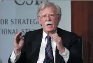  ?? PABLO MARTINEZ MONSIVAIS — ASSOCIATED PRESS FILE ?? Former national security adviser John Bolton gestures while speaking at the Center for Strategic and Internatio­nal Studies in Washington on Sept. 30, 2019.
