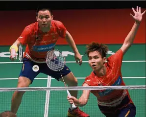  ??  ?? In form: Soh Wooi Yik (right) and Aaron Chia are up against 2017 world champions Liu Cheng-Zhang Nan of China in the quarter-finals of the All-England.