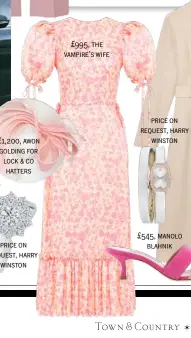  ??  ?? £1,200, awon golding for lock & co hatters price on request, harry winston £995, the vampire’s wife
tktktkt, £ ???? , brand price on request, harry winston £545, manolo blahnik