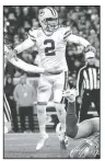  ?? AP/JEFFREY PHELPS ?? Green Bay Packers kicker Mason Crosby (2) celebrates scoring the winning field goal Monday against the Detroit Lions in Green Bay, Wis.