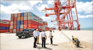  ?? PPAP ?? Cargo containers stacked at Phnom Penh Autonomous Port in Kandal province.