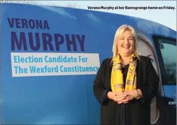  ??  ?? Verona Murphy at her Ramsgrange home on Friday.