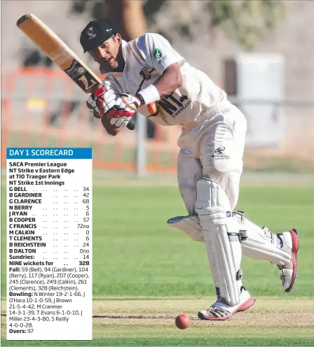  ?? Picture: PHIL WILLIAMS ?? Cameron Francis finds runs on the leg side on his way to 72 not out yesterday.