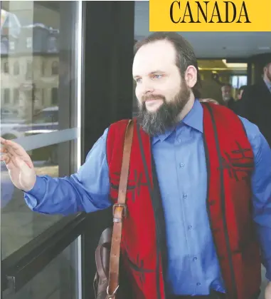  ?? DAVE CHAN / AFP / VIA GETTY IMAGES ?? Former Afghan hostage Joshua Boyle leaves the Ottawa Courthouse on Thursday, after all charges against
him were dismissed. Boyle had been accused of assault, sexual assault and unlawful confinemen­t.