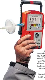  ??  ?? Frederic Thalasso uses a gas analyzer, left, on a boat at Esieh Lake, top photo. He found ethane, butane and propane.