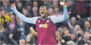  ?? AP ?? Aston Villa’s Jhon Duran celebrates after scoring their second goal during yesterday’s English Premier League match against Liverpool at the Villa Park stadium in Birmingham. The match drew 3-3.