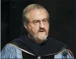  ?? ASSOCIATED PRESS FILE PHOTO ?? Then-university of Michigan President Mark Schlissel speaks during a ceremony at the university in Ann Arbor.