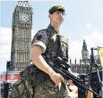  ??  ?? On patrol: do armed troops make us feel more protected or less safe?