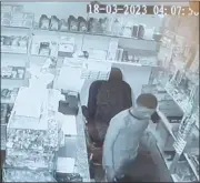  ?? (Courtesy pics) ?? The CCTV footage showing a man behind the counter at the grocery store at Ebuka. The store was burgled on Saturday morning.