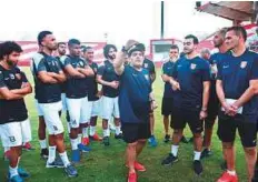  ?? Courtesy: Fujairah Club twitter ?? Diego Maradona during his coaching days at Fujairah. The star has joined Dynamo Brest as chairman on a three-year deal.