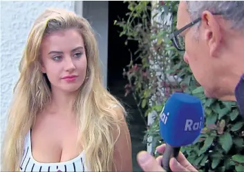  ?? RAI VIA AP ?? In this image made from video taken on Sunday, model Chloe Ayling speaks with the media outside of her house in Surrey, England. The 20-year-old says she was lured to Italy with the promise of a photo shoot, then drugged and kidnapped by a man who...