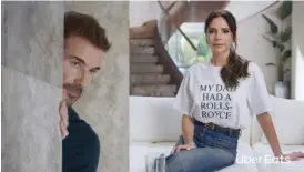  ?? UBER EATS VIA AP ?? David Beckham, left, and wife Victoria Beckham will appear in the Uber Eats 2024 Super Bowl NFL football spot.