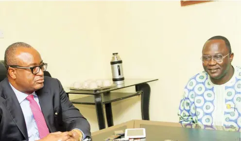  ??  ?? L-R: President of the Nigerian Bar Associatio­n (NBA) Augustine Alegeh and NLC president Comrade Ayuba Wabba during the NLC president courtesy call on the NBA president recently in Abuja.