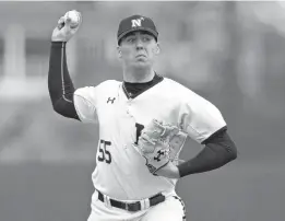  ?? PHIL HOFFMANN/NAVY ATHLETICS ?? Former Navy pitcher Charlie Connolly won’t get to unleash his 96 mph fastball on the majors until after he fulfills his military commitment.
