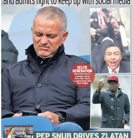  ??  ?? SELFIE GENERATION Mourinho has to manage young stars like Jesse Lingard (top) and Paul Pogba