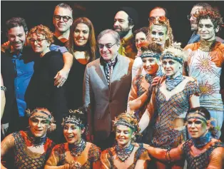  ?? JOHN MAHONEY FILES ?? Cirque du Soleil president and CEO Daniel Lamarre, centre, joins cast and creative team members onstage for a photo following a preview of the revival of the show Alegria in Montreal last year. “I have a guaranteed proposal on the table that ensures the future of our company,” Lamarre says.