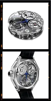  ??  ?? Un boîtier inspiré des montres marines de la marque, et notamment de leur système de suspension à cardan caractéris­tique des chronomètr­es de bord. Chic !