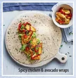  ??  ?? Spicy chicken &amp; avocado wraps