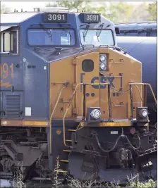  ?? Associated Press ?? A CSX locomotive rests on railroad tracks at a rail yard in Framingham, Mass.