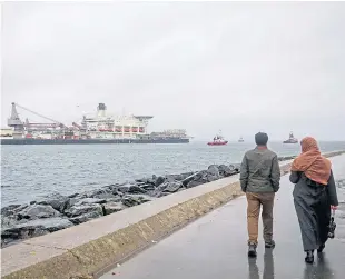  ?? Picture: Getty. ?? The Pioneering Spirit, the world’s largest constructi­on ship, passes through Bosphorus.