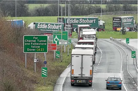  ?? GETTY ?? The UK last month tested a plan to park waiting trucks on the M20 in the event of a ‘‘no deal’’ Brexit.