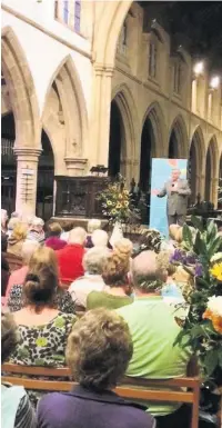  ??  ?? ●●Gervase Phinn at Rochdale Festival of Literature and Ideas in St Chads Parish Church