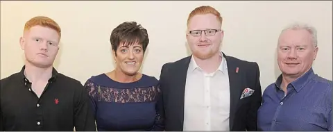  ??  ?? Josh, Áine, Jordan and Declan Mackin at Jordan’s 21st birthday party in St. Joseph’s GFC Community Centre.