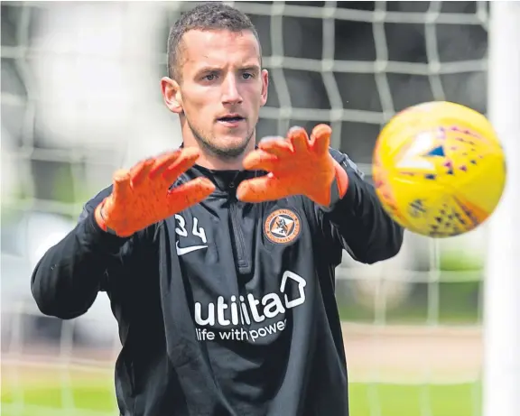  ?? Pictures: SNS. ?? Slovakian keeper Matej Rakovan played the second half of United’s friendly against Brechin at Glebe Park.