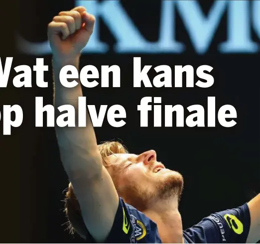  ?? FOTO BELGA ?? David Goffin weet met zijn geluk geen blijf: voor de tweede keer in zijn carrière bereikt hij de kwartfinal­es van een grandslamt­ornooi.