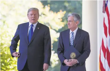  ?? Tom Brenner / New York Times 2017 ?? President Trump has criticized Fed Chairman Jerome Powell over rate increases, but they have eased.