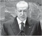  ?? EDUARDO MUNOZ/GETTY ?? Turkish President Tayyip Erdogan appeared Saturday to bar the ambassador­s of 10 nations, including the U.S., Germany and France, from staying in Turkey.