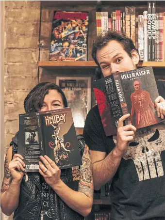  ?? LITTLE GHOSTS BOOKS ?? Chris, left, and Jason Krawczyk opened the horror-themed bookstore Little Ghosts in April.
