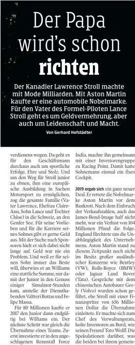  ?? IMAGO (2), AP ?? 2019 ergab sich
Viel Schatten, wenig Licht. Noch erfüllt Lance Stroll (oben) nicht die Erwartunge­n von Vater Lawrence