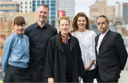  ??  ?? The jury, from left Rachel Neeson FRAIA, director at Neeson Murcutt Architects; Mat Hinds RAIA, director at Taylor and Hinds Architects; Emma Williamson RAIA, co-founder and chief executive officer of the Fulcrum Agency; Clare Cousins LFRAIA (chair), immediate past national president of the Australian Institute of Architects and director at Clare Cousins Architects; and Donald Bates LFRAIA, FRIBA, co-founder and director of Lab Architectu­re Studio and chair of architectu­ral design, University of Melbourne.