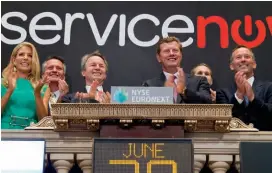 ??  ?? Bell Ringer
When Slootman took ServiceNow public in 2012, he rang the NYSE bell in person. Eight years later, with Snowflake, he had to do it over Zoom. “An IPO is a blip on the radar, a mile marker during the marathon,”
he says now.