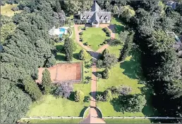  ??  ?? An aerial view of the palatial nine-bedroom Kloof residence set to come under the hammer on May 30.