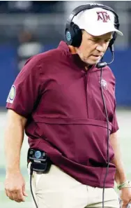  ??  ?? Texas A&M head coach Jimbo Fisher walks the sideline during a game against Arkansas last season. (Photo by Ron Jenkins, AP file)