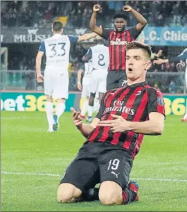  ?? FOTO: EFE ?? Piatek alcanza a Cristiano Ronaldo Lleva 8 goles en sus 9 partidos con el Milan