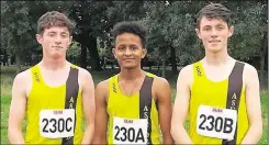  ?? ?? From left, Ashford AC’s Jack Small, Wegahta Zerom and Louis Small