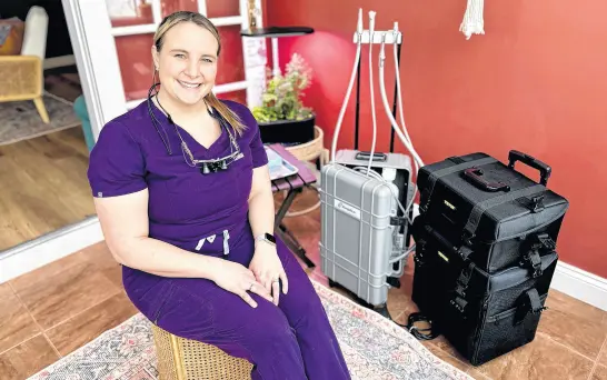  ?? THINH NGUYEN • THE GUARDIAN ?? Meredith Riley, owner and operator of Island Mobile Dental Hygiene, has a mobile setup, which she takes to people’s homes to deliver comprehens­ive dental cleaning services.