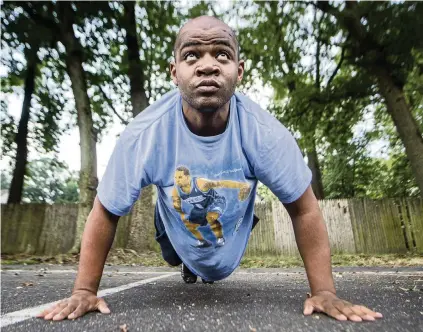  ?? JOSE F. MORENO Philadelph­ia Inquirer/TNS ?? On even the hottest of days, Tashime Felder of Cherry Hill, N.J., doesn’t let the temperatur­es keep him from completing the outdoor circuit training that is part of his exercise regimen.
