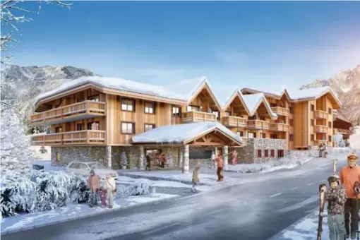  ??  ?? Apartments at Les Chalets d’Éléna in Les Houches close to the Chamonix buzz start at £187,500