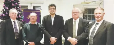  ??  ?? Strzelecki Lions Club inducted three new members at a ceremony at Warragul’s Black Tie Function Centre recently. Pictured from left are Strzelecki Lions Club secretary Phillip Ould, new members Geoffrey Douglas, Chait Yenamandra, Keith Tonkin and...