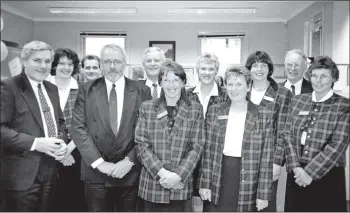  ??  ?? Royal Bank staff at their newly refurbishe­d premises, from left, Bob Anderson, Alison McNicol, James Burns, Derek Shand, Mike Watson, Ann McGillivra­y, Susan Murchie, Moira Chambers, Moira McAlister, Sir Robin Duthie, director of Royal Bank, and Yvonne Bevan.