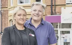  ?? ?? 0 Ed Balls with care home resident Phyllis, main and top; with Donna, the manager of St Cecila’s, above