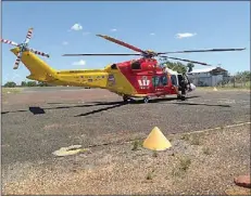  ?? PHOTO: SUPPLIED ?? The Westpac Rescue Chopper flew to Lightning Ridge to airlift a man who'd gone down a mineshaft, with his quadbike falling in on top of him.