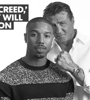  ?? ROBERT HANASHIRO, USA TODAY ?? Sylvester Stallone plays mentor to Michael B. Jordan in Creed, which has garnered critics’ cred.