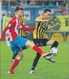  ?? FOTO: MIREYA LÓPEZ ?? Galán, decisivo El zurdo del Barakaldo marcó ayer el gol de la victoria